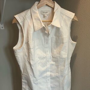 White denim dress. Stretchy and has pockets!